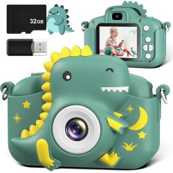 GREENKINDER Appareil Photo Enfant, GREENKINDER 2.0 Pouces Appareils Photos Numériques pour Enfants avec 32GB Carte, 1080P HD Mini Camera Enfant Rechargeable Caméscope Cadeau Jouet Filles Garçons de 3 à 12 Ans
