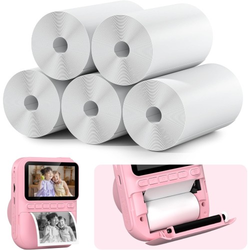 GREENKINDER Papier d'impression Thermique instantané pour Appareil Photo Enfant, Convient aux Enfants,Facile à remplacer, Accessoires Photo Instantanés (5 Rouleaux)